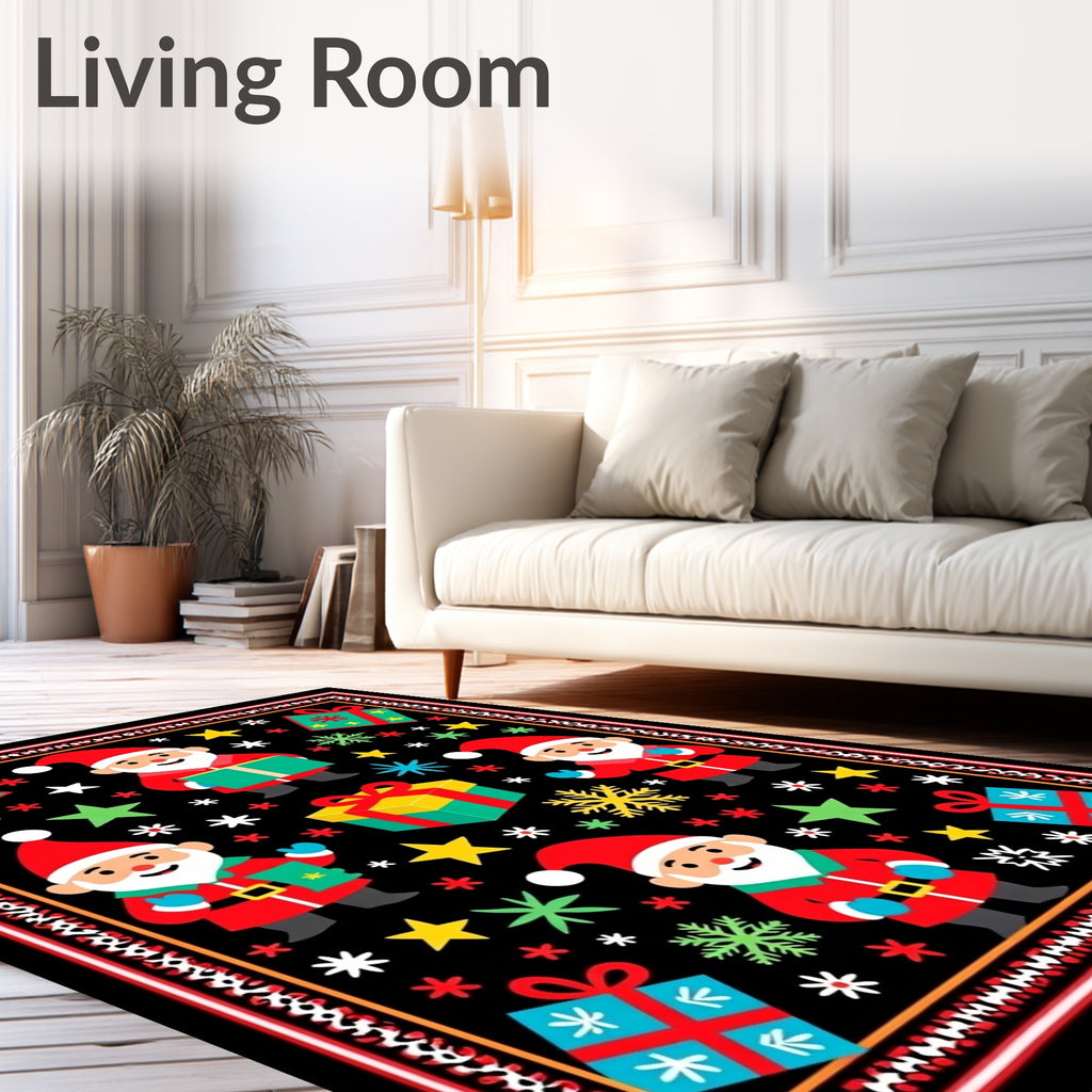 Cute Santa Gifts Stars Snowflakes Rug
