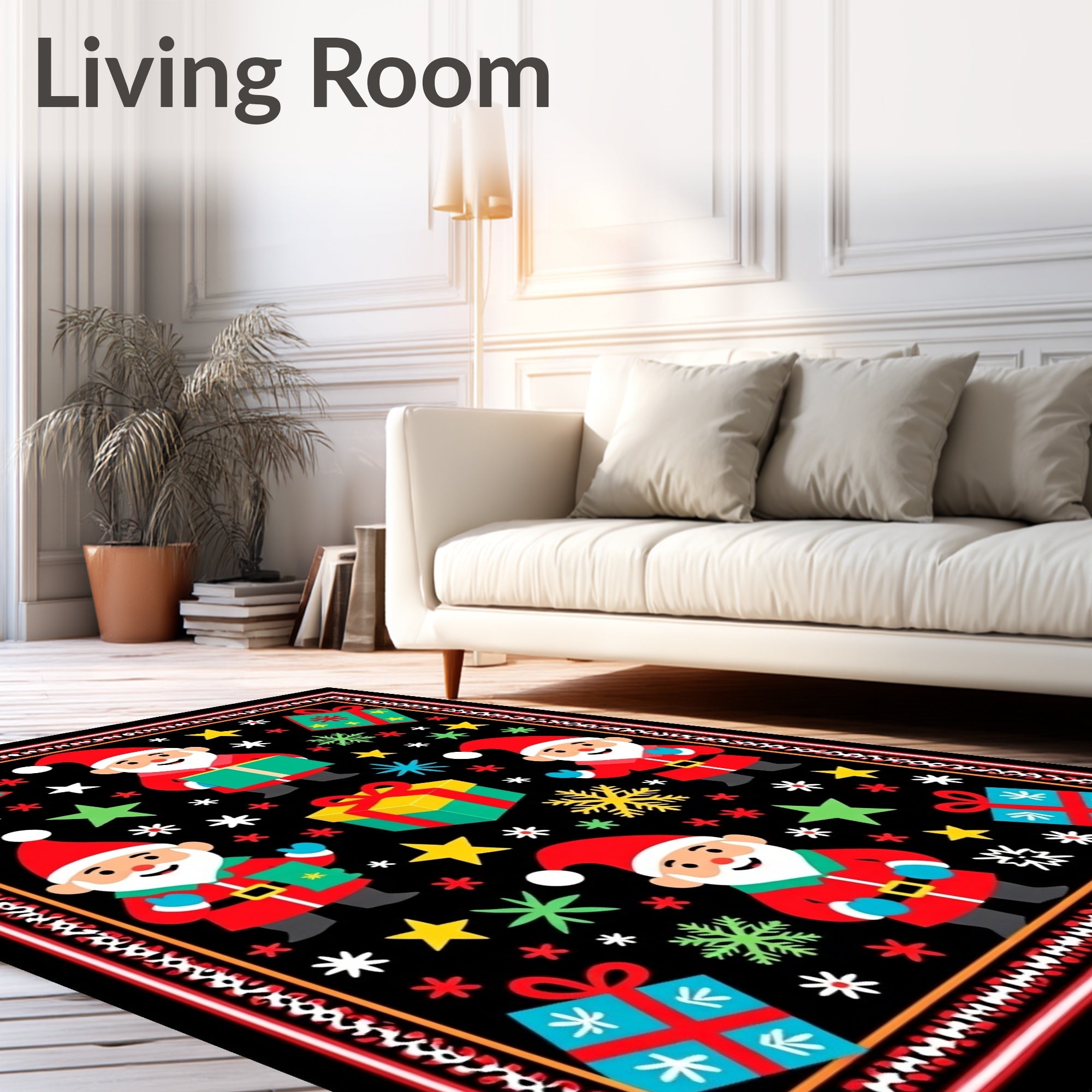 Cute Santa Gifts Stars Snowflakes Rug