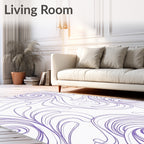 Elegant Lavender Swirl Line Art Rug