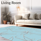 Serene Sky Blue Outline Floral Rug