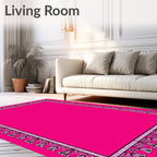 Vibrant Pink Floral Bordered Rug