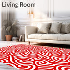 Bold Red Swirl Curlicue Rug