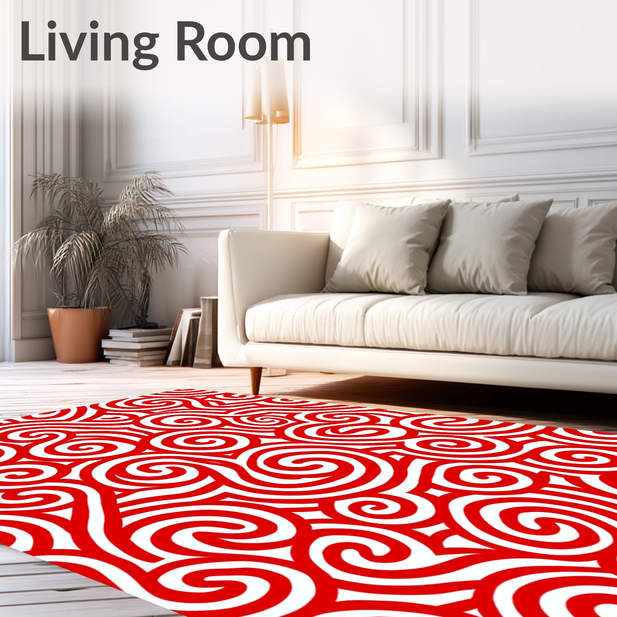 Bold Red Swirl Curlicue Rug