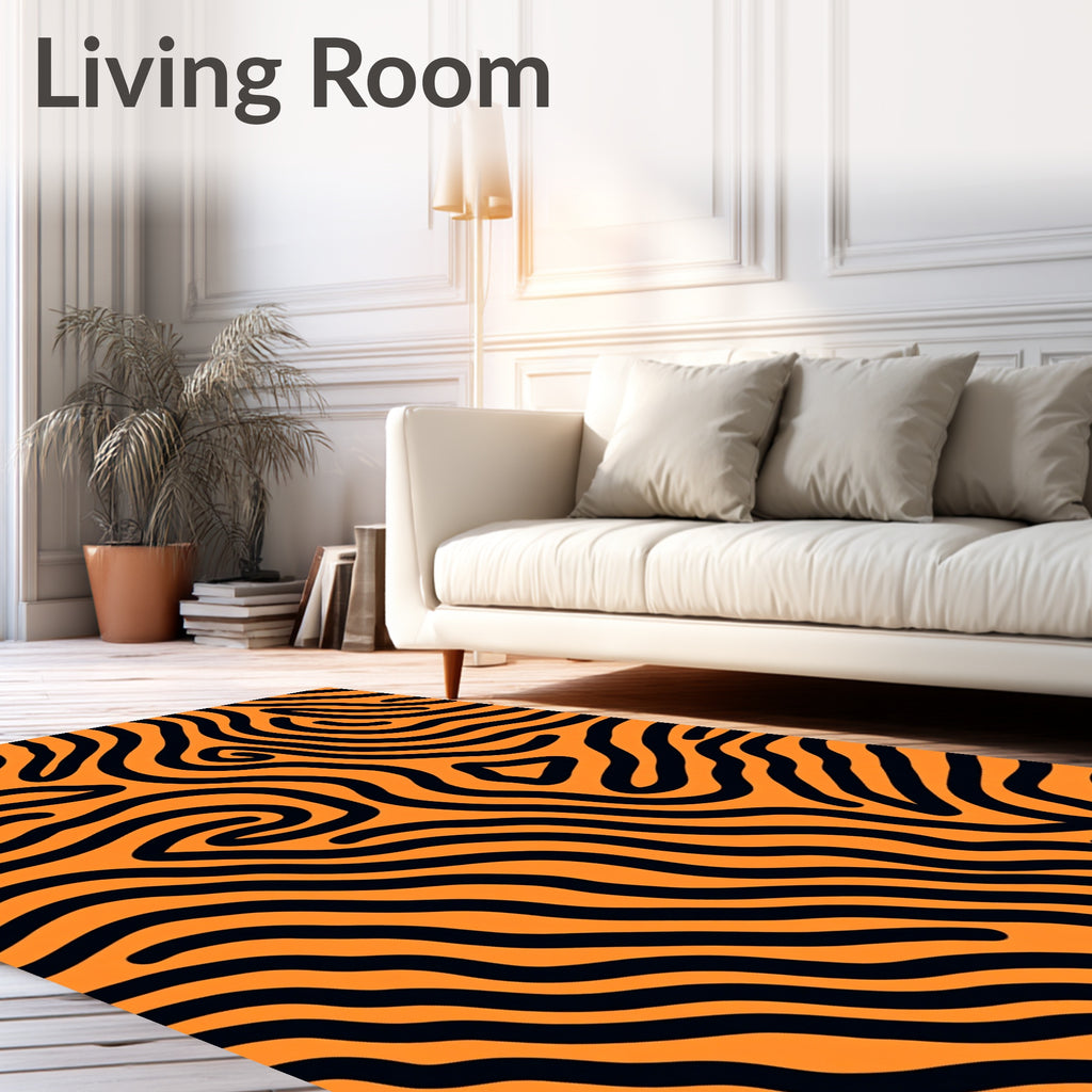Orange Black Organic Stripe Rug
