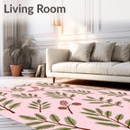 Pink Spruce Branches Botanical Repeat Rug