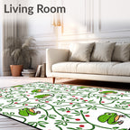 Whimsical Green Frogs Berry Vines Rug