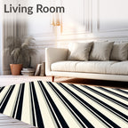 Cream and Navy Diagonal Stripe Rug