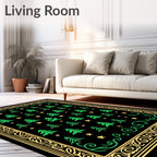 Green Pine Trees Yellow Stars Border Rug