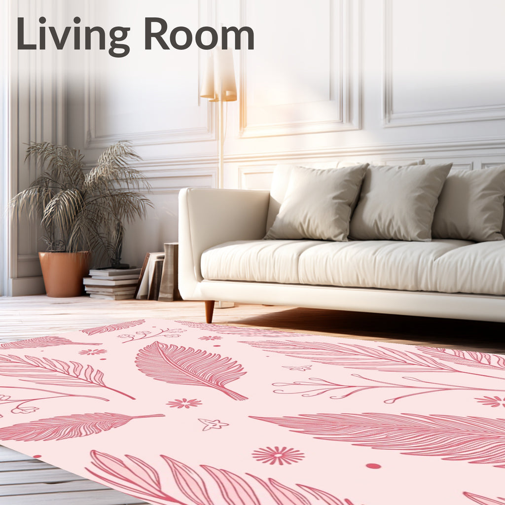 Coral Feather Botanical Vine Rug