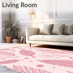 Coral Feather Botanical Vine Rug