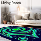 Cosmic Swirl Green Starry Night Rug