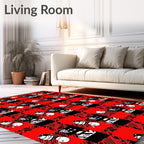 Red Black Buffalo Snowman Collage Rug