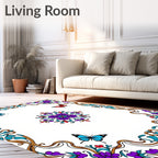 Vibrant Floral Butterfly Medallion Rug
