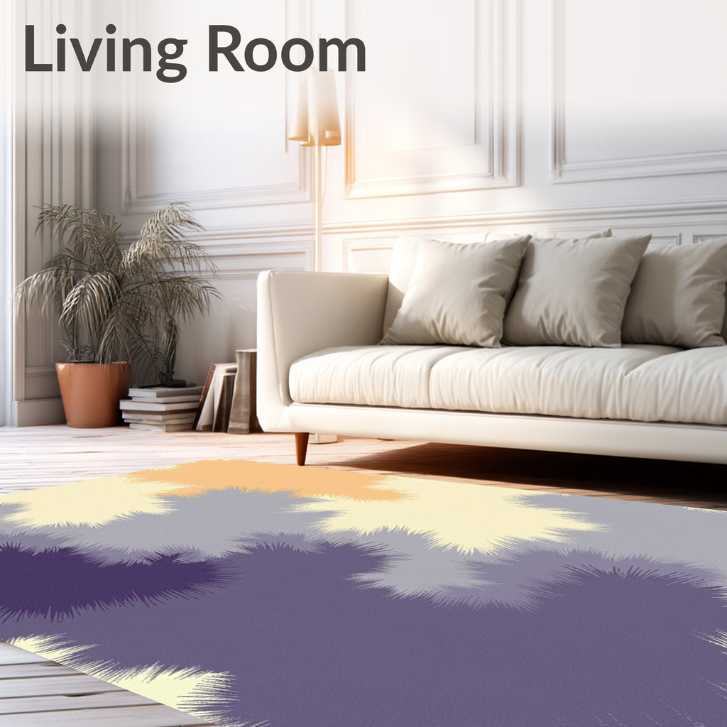 Purple Gray Peach Abstract Splatter Rug