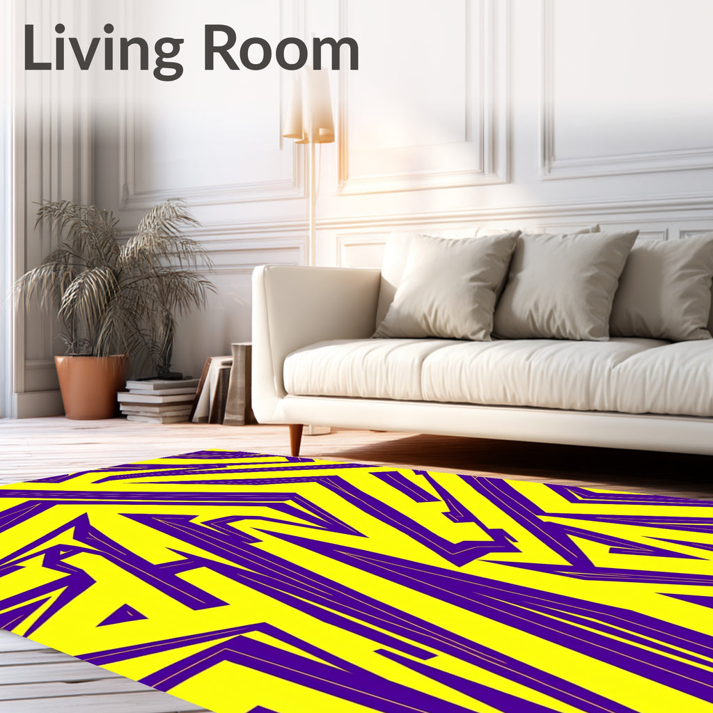 Vibrant Yellow Purple Jagged Abstract Rug
