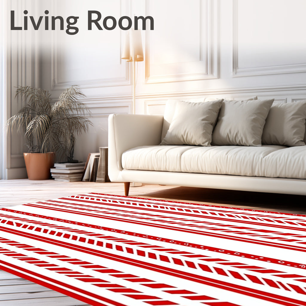 Bold Red Striped Dot Garland Rug