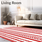 Bold Red Striped Dot Garland Rug