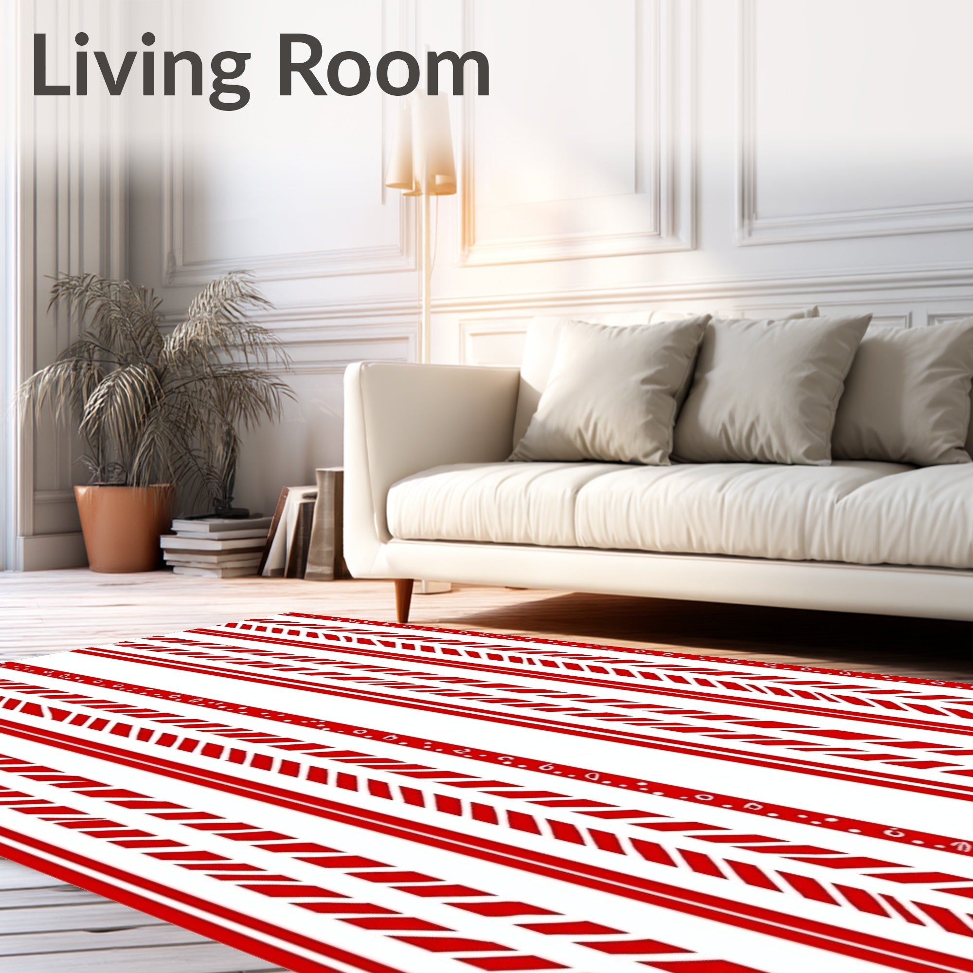 Bold Red Striped Dot Garland Rug