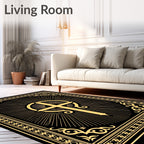 Ornate Gold Cross Radiant Border Rug