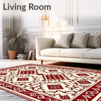 Crimson Ivory Intricate Geometric Medallion Rug