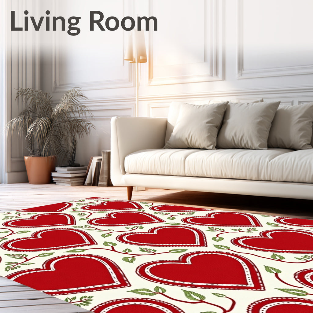Red Heart Vine Whimsical Garden Rug