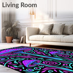 Vibrant Neon Mushroom Swirl Harmony Rug