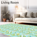 Light Blue Floral Garden Whimsical Lily Rug