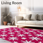 White Snowflakes Scatter Across Pink Rug