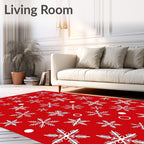 Charming Red Snowflake Holiday Arrangement Rug