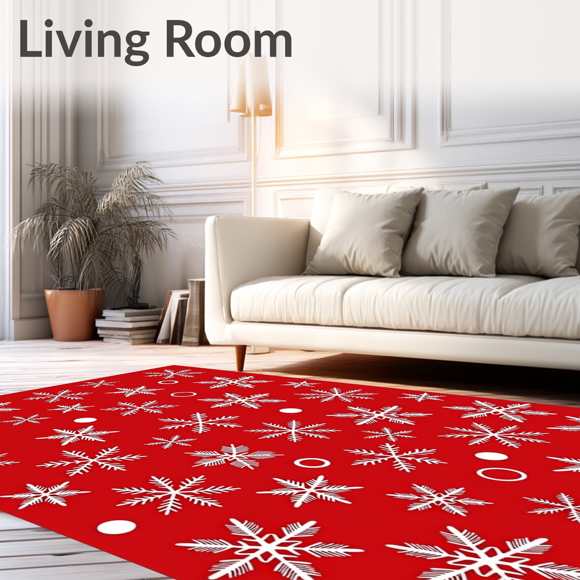 Charming Red Snowflake Holiday Arrangement Rug