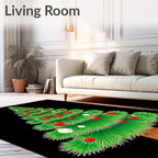 Vibrant Red White Ornaments Christmas Tree Rug