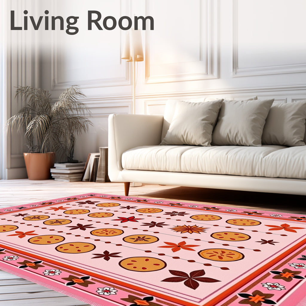 Pink Pastel Orange Spice Roundels Rug