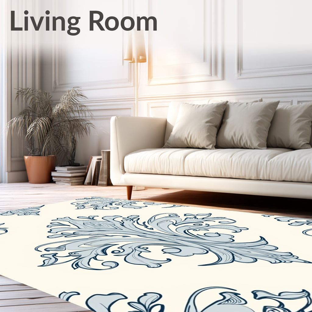Pale Blue Acanthus Scroll Ornament Rug