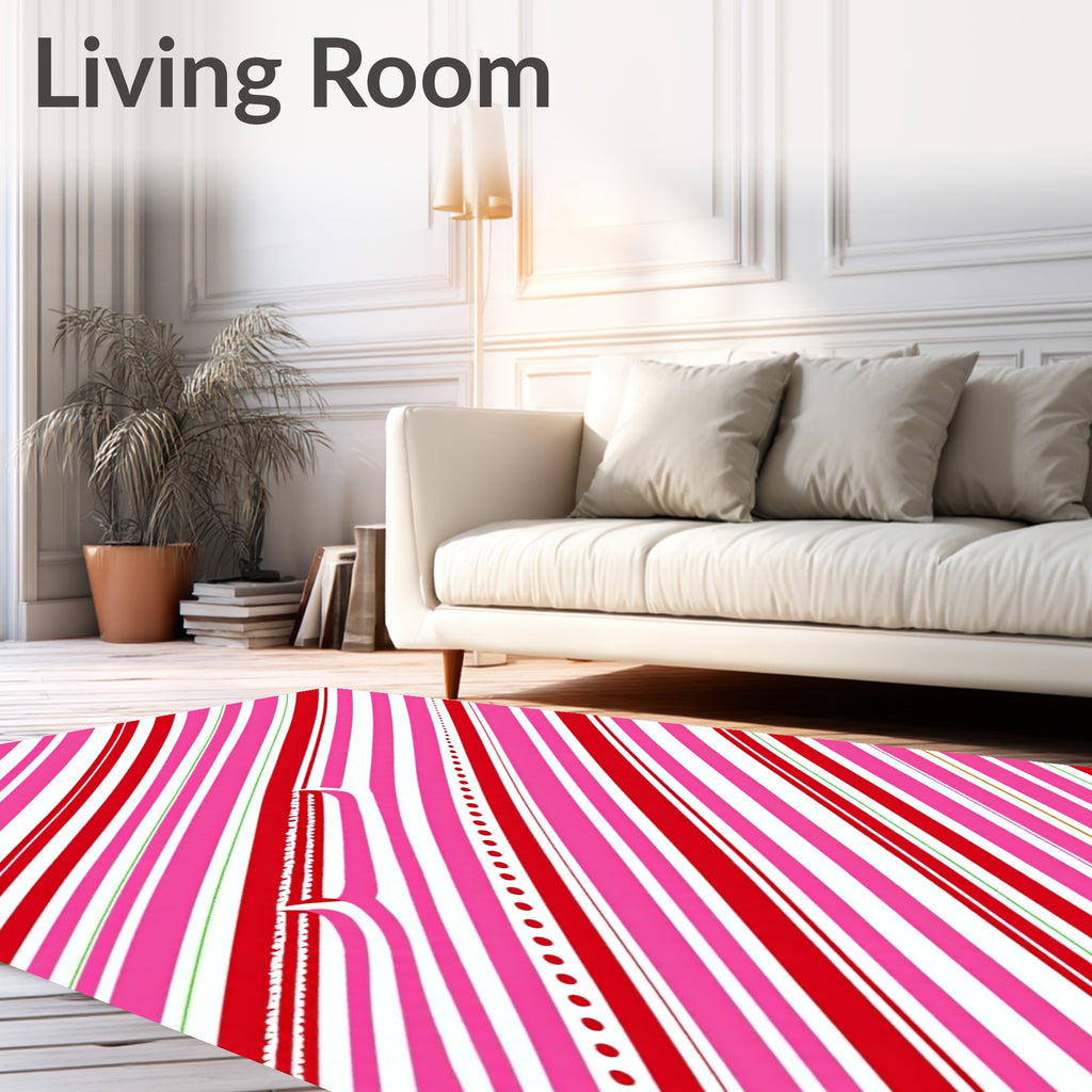 Cherry Pink Diagonal Stripe Delight Rug