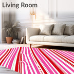 Cherry Pink Diagonal Stripe Delight Rug
