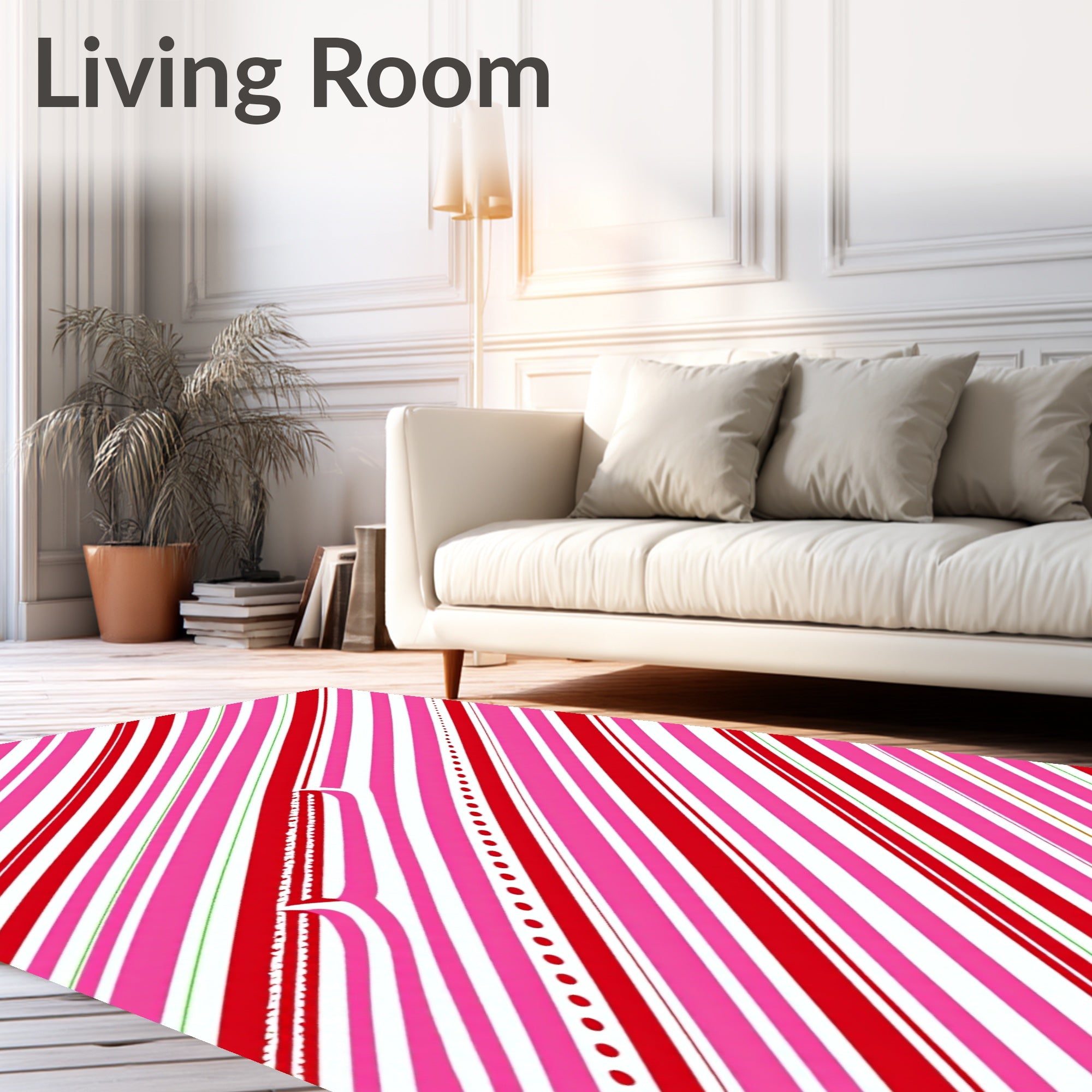 Cherry Pink Diagonal Stripe Delight Rug