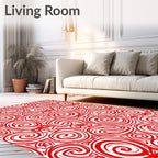 Bold Red Swirl Candy Ribbon Rug