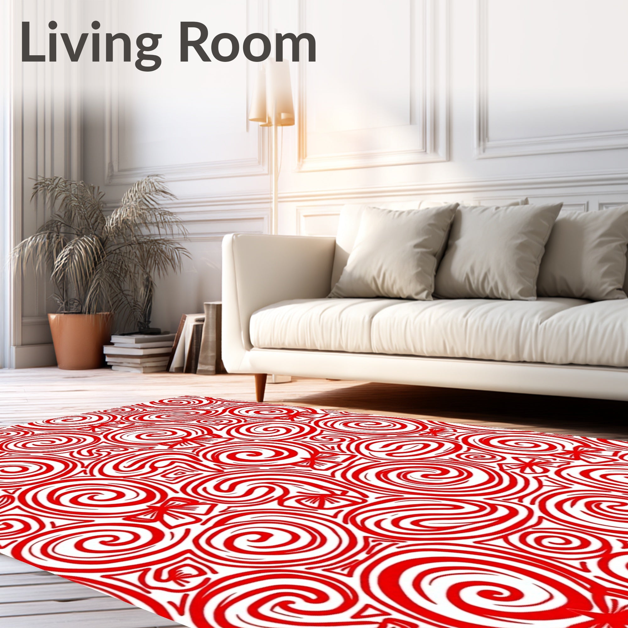 Bold Red Swirl Candy Ribbon Rug