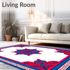 Bold Blue Royal Medallion Border Rug