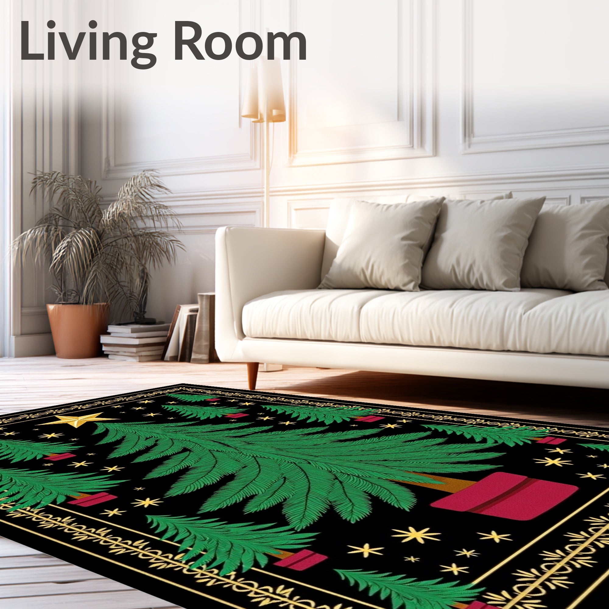 Vintage Gold Star Evergreen Forest Rug