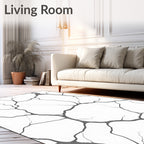 Monochrome Cracked Earth Abstract Rug