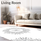 Monochromatic Floral Mandala Art Rug