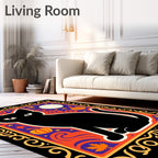 Black Cat Halloween Night Sky Rug
