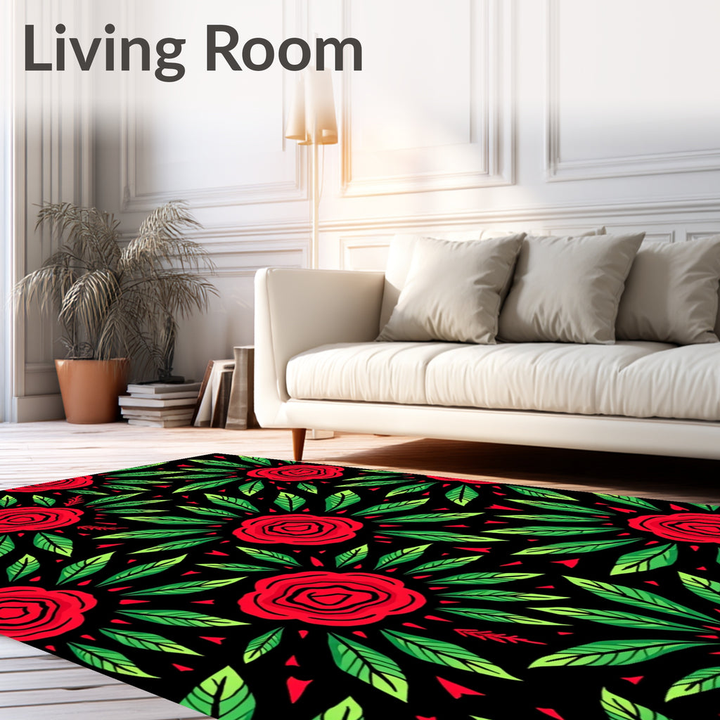 Bold Red Floral Sunburst Rug