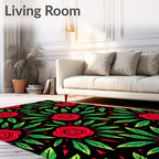 Bold Red Floral Sunburst Rug