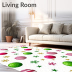 Holiday Ornaments Snowflakes Glitter Stars Rug