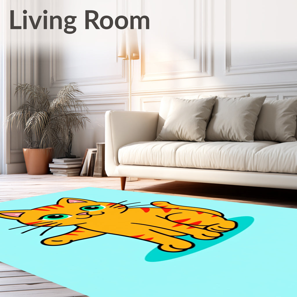 Whimsical Orange Cat With Green Eyes Rug