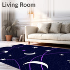 Cosmic Night Sky Crescent Moons Stars Rug