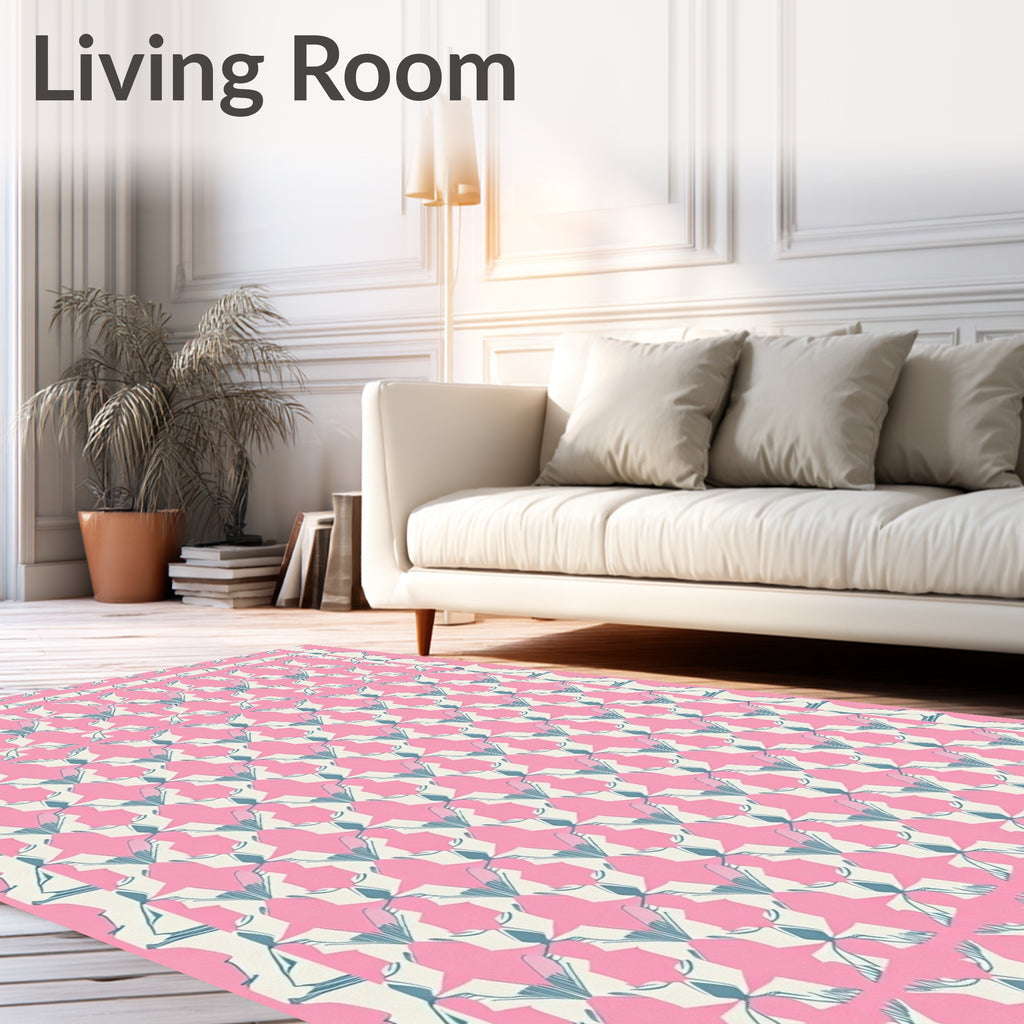 Pastel Pink Geometric Art Deco Rug
