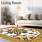 Antique Yellow Medallion Floral Border Rug